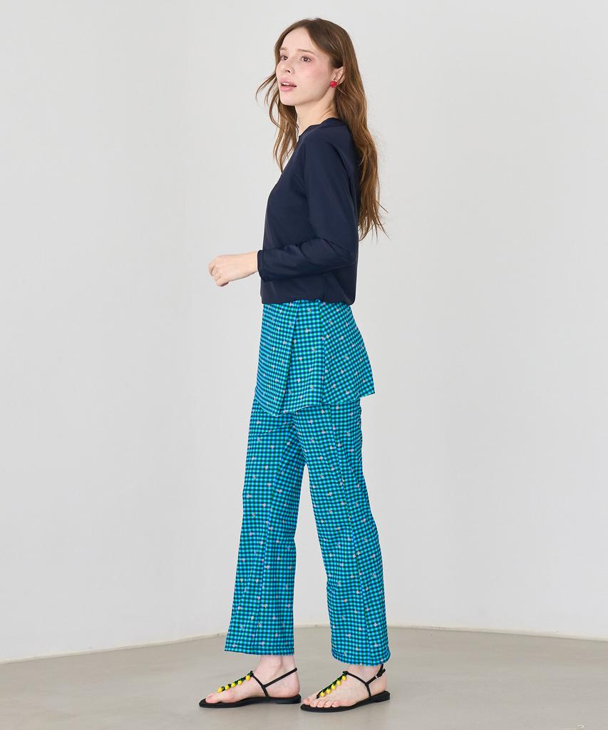 Bonide [Set] Skirt Leggings Rash Guard Set Check Green