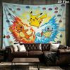 Pokemon Wall Tapestry Aesthetic Wall Hanging Printed Fabric Blanket Decorative Tapestries For Bedroom Living Room Home Decor