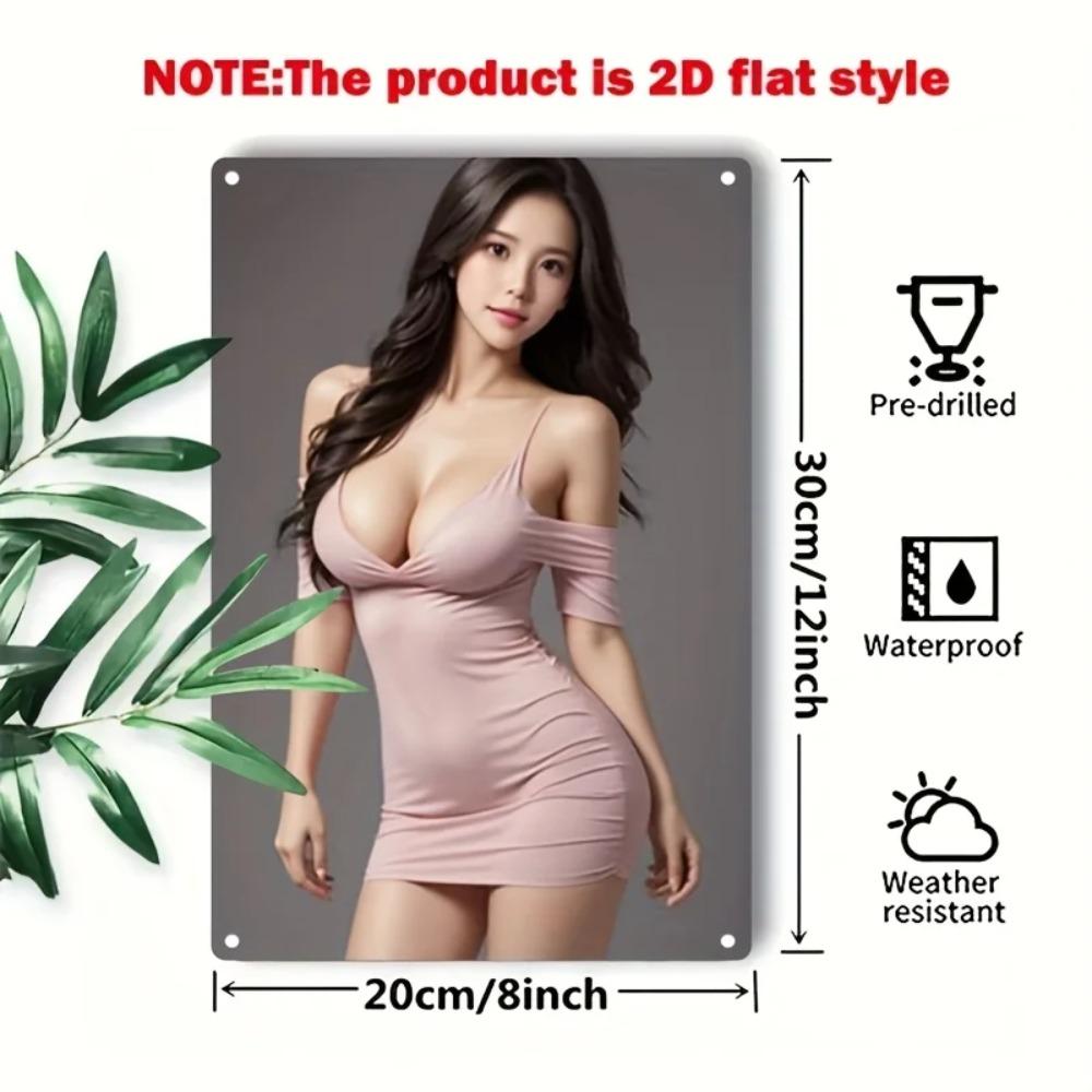 Pink Lingerie Metal Wall Art Sign with PreDrilled Holes Home Bar Decor Easy Install Gift for Women