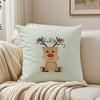 Christmas Santa and Deer Cushion Cover Linen Minimalist Soft  for Sofa Bed Home Room Decor