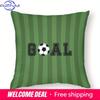 1Pc Sports Football Soccer Pillow Cover, Polyester 2D Double Sided Print Cushion Case, Green Striped "Goal" Throw Pillowcase, Gr