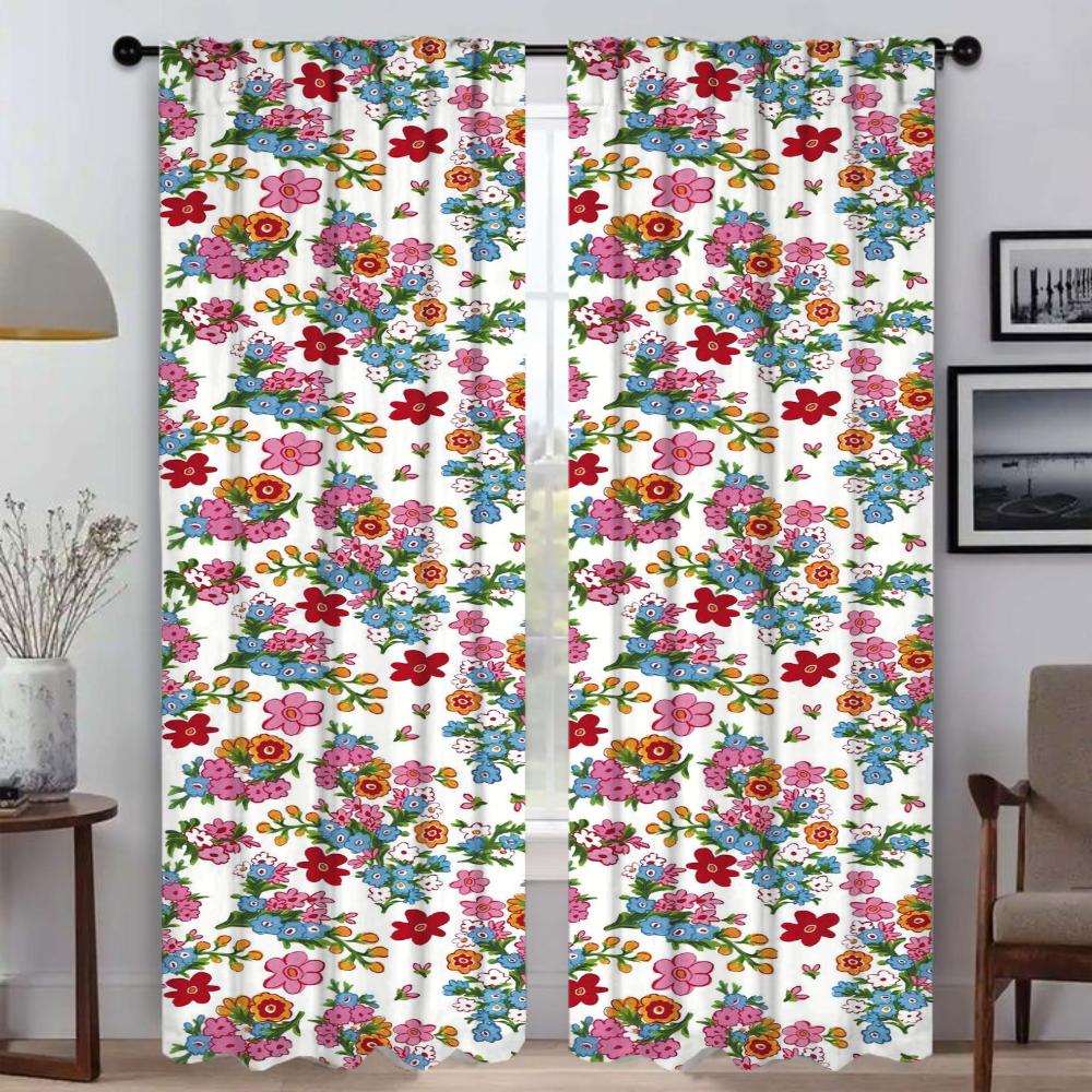 Painted Design Window Curtain for Room 2 Panel Modern Living Room Curtains 2 Pieces Partition Shades Home Interior Curtains