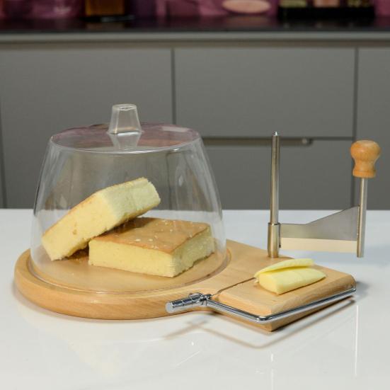 Yousheng Cheese Curler Wheel Slicer Stainless Steel Cheese Shaver Cutter Hard Cheese Chocolate Beech Wood Base Flower Maker Tool