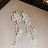 French Luxe Long Tassel Floral Stud Earrings - Unique Seaside Vacation Design