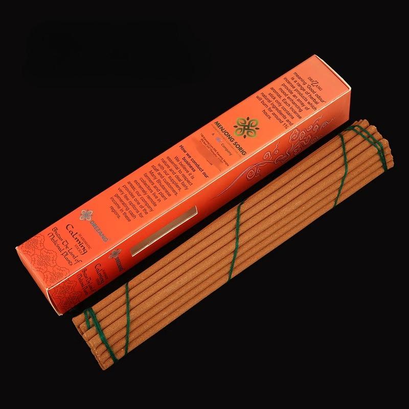 Natural Plant Incense Sticks/Bhutanese Tibetan Incense/Temple Worship Buddha Indoor Air Purification Calming The Mind Joss Stick Red Box
