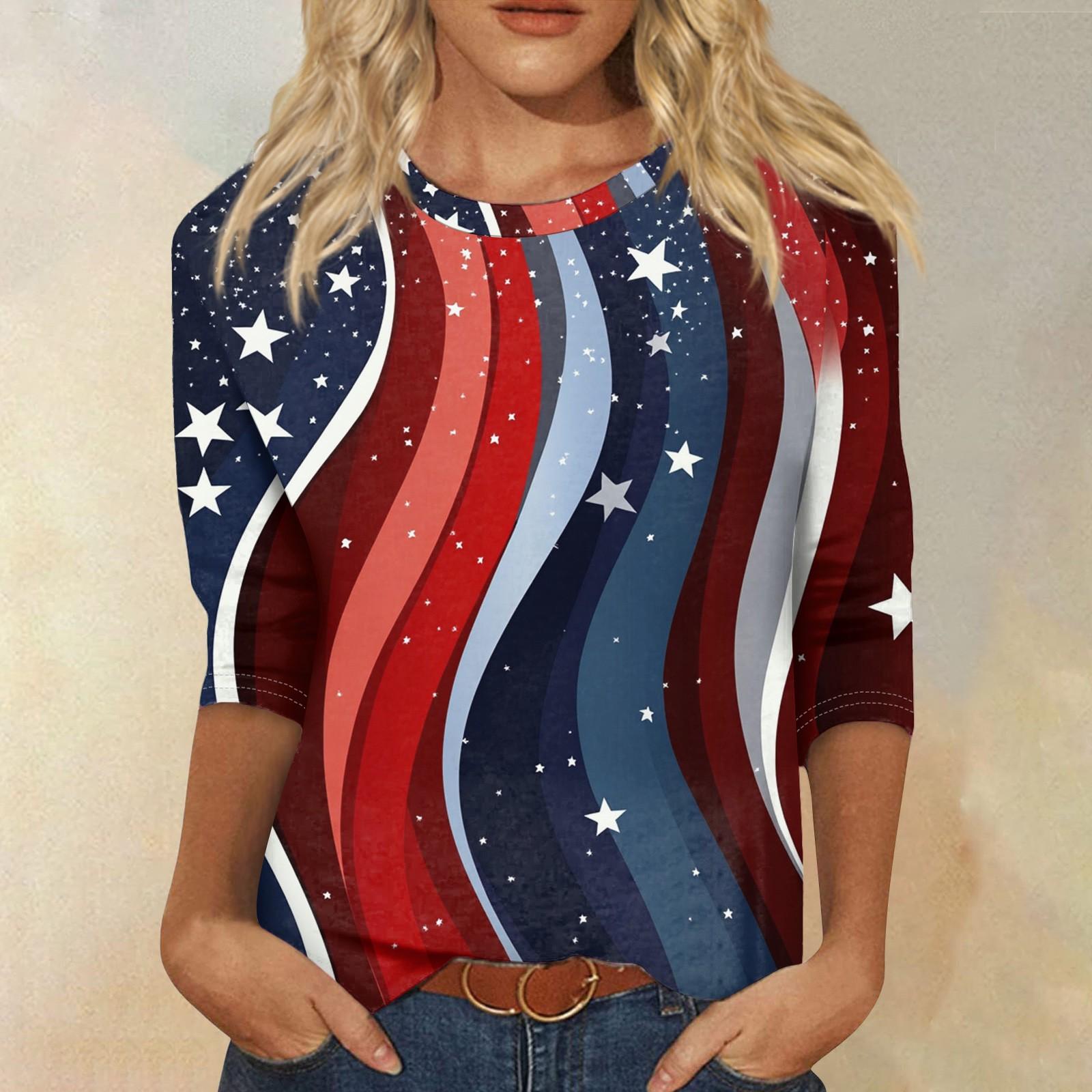 

Женская модная повседневная свободная футболка с круглым вырезом и рукавами 3/4 с принтом, женский топ XL