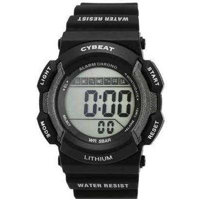J-AXIS Men's SCY06-BK (CYBEAT Digital Black Sun Flame) Round Watch Black Digital