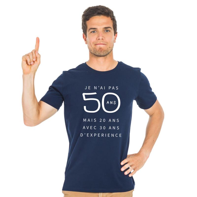 Camiseta masculina - NÃO TENHO 50, MAS 20 ANOS COM 30 ANOS DE EXPERIÊNCIA WAF S azul marinho