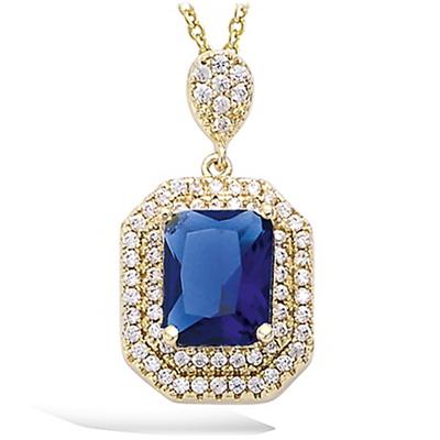[P1156] - Gold Plated 'Sissi' Gold White Sapphire Pendant - 15x12 Mm