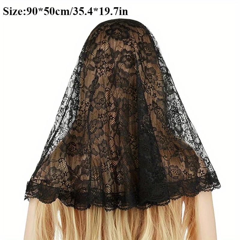 White/Black Catholic Woman Spanish Style Rose Lace Church Veils Head Covering Lace Edge Head Wedding Accessories