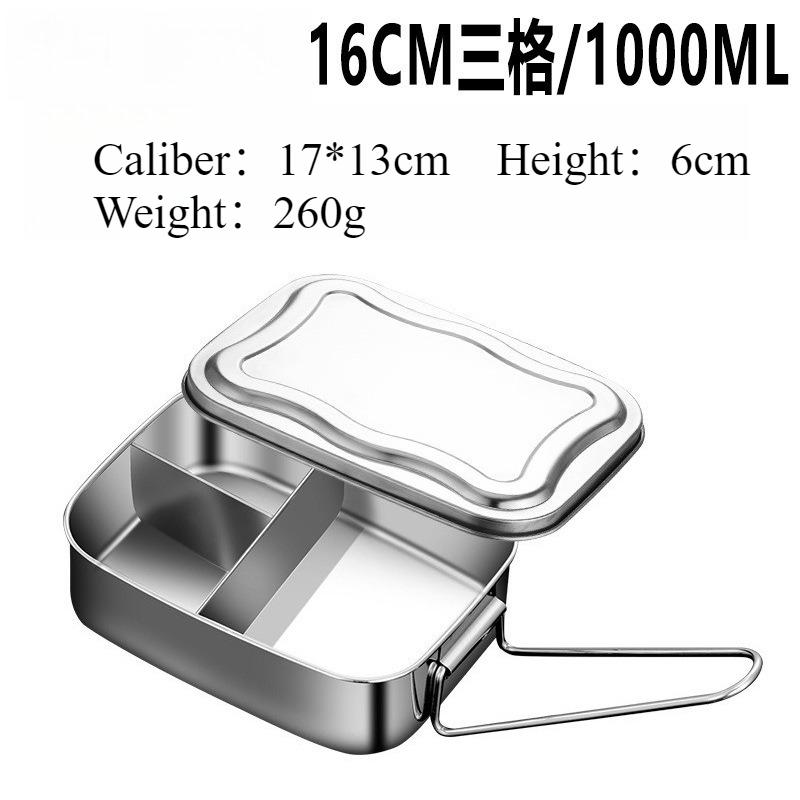 Stainless Steel Compartment Lunch Box - Foldable Heat-Resistant Handle, Lockable Flavor-Separated Food Container, Space-Saving