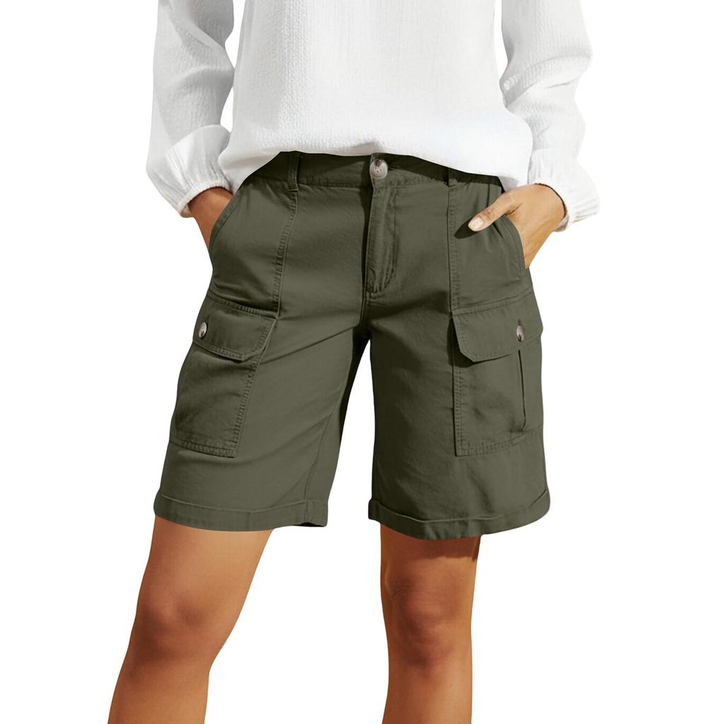 Women High Waist Loose Fit Cargo Shorts with Multiple Pockets Wide Leg Design Suitable for Hiking and Outdoor Activities
