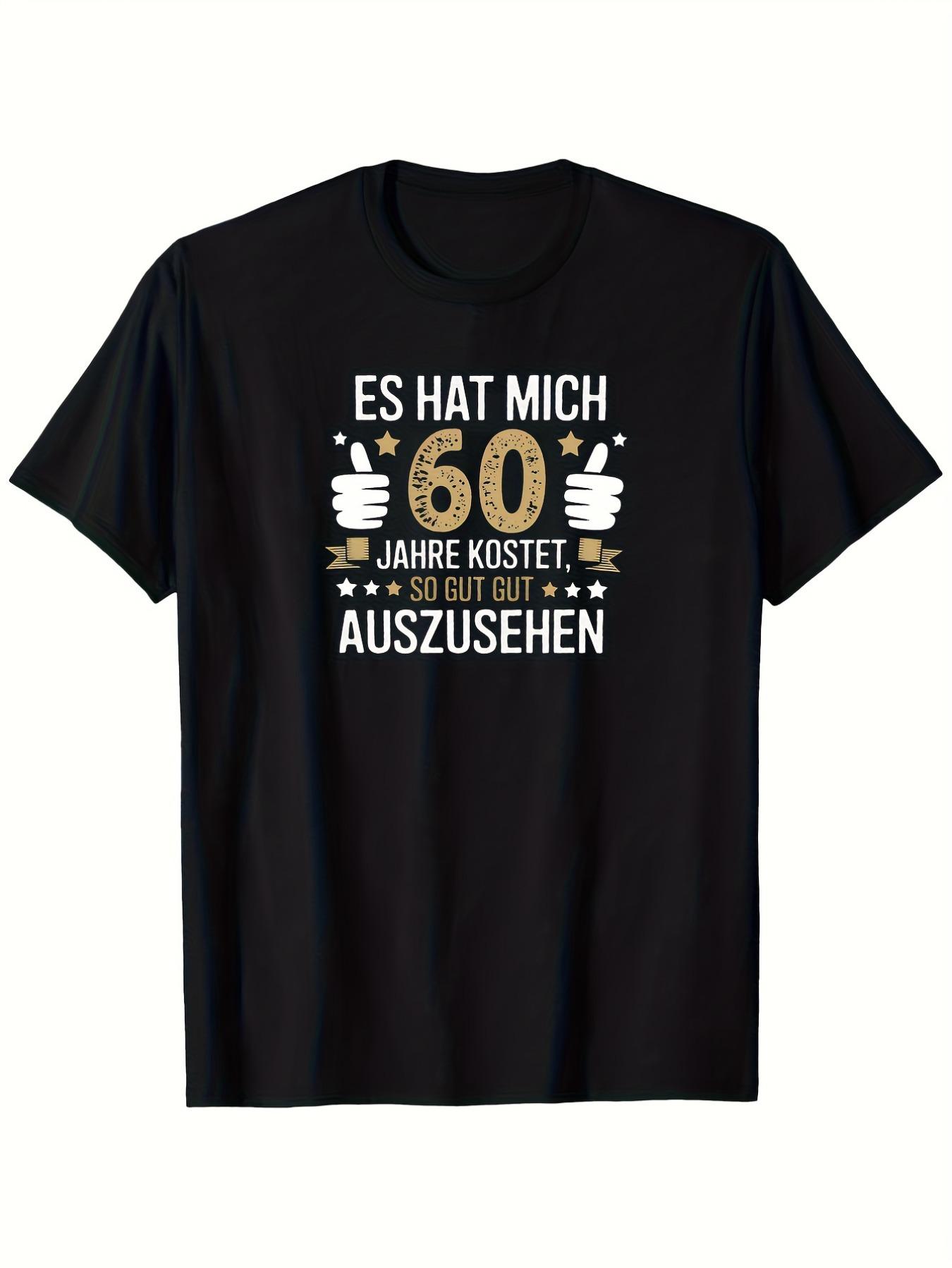 Black T-Shirt with 60 Years German Birthday Text And Thumbs Up Design for 60th Birthday Celebration S