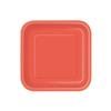 16 Petites Assiettes Carrées En Carton Rouge Corail 17,4 Cm - Rouge
