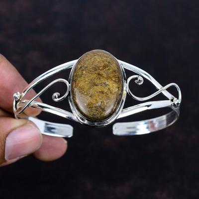 Bronzite Bangle Handmade Cuff Bracelet Gemstone Jewelry 925 Sterling Silver Adjustable Cuff Bracelet Latest Design Bangle Anniversary Gifts