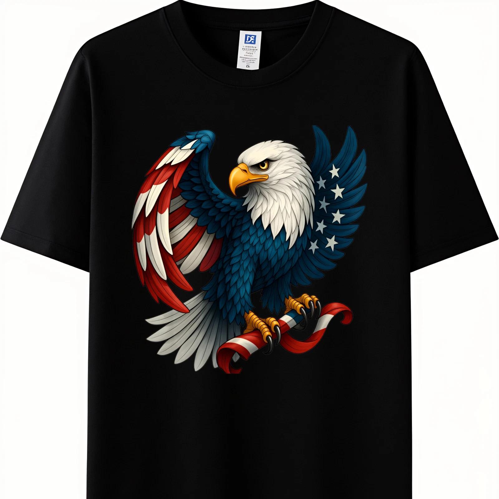 Unisex USA Bald Eagle American Flag Gift T-Shirt | Unisex Patriotic Graphic Tee L