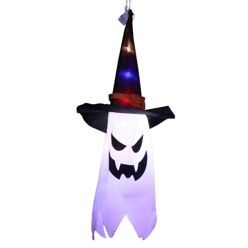 Halloween Decoration Flashing Light LED Skull Festival Dress Up Glowing Wizard Hat Lamps Hanging Decoration Kid Gift