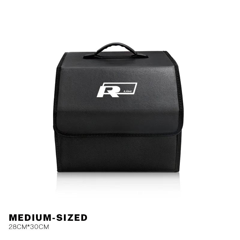 Car Trunk Storage Box Leather Sundries Organizer Travel Bag For VW R Line GTI Polo Golf Passat CC Tiguan Arteon Touareg Scirocco