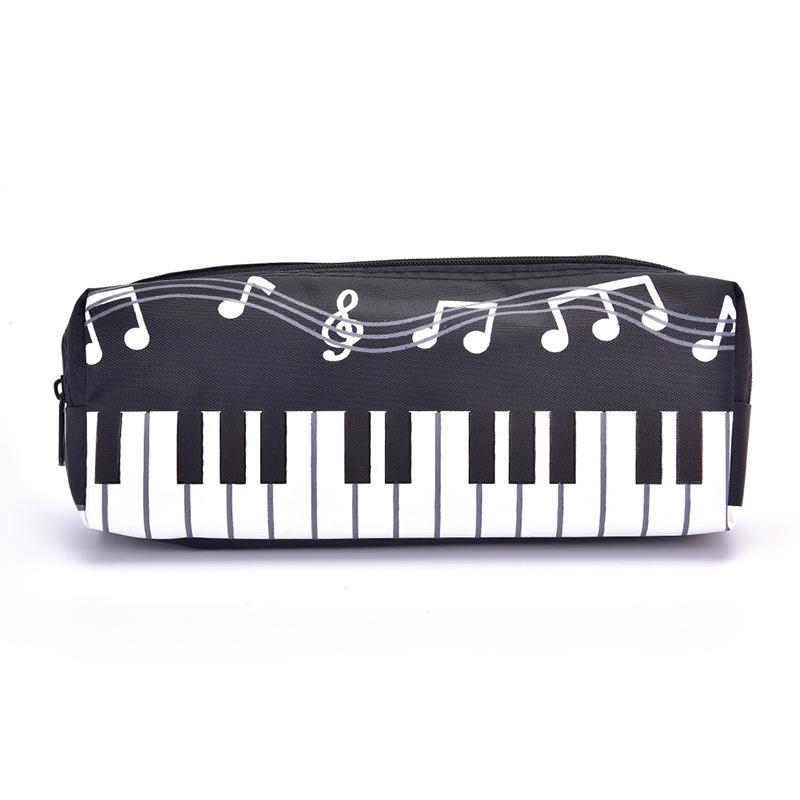 Music Notes Piano Keyboard Pencil Case Pen Bags Large Capacity Stationery Office