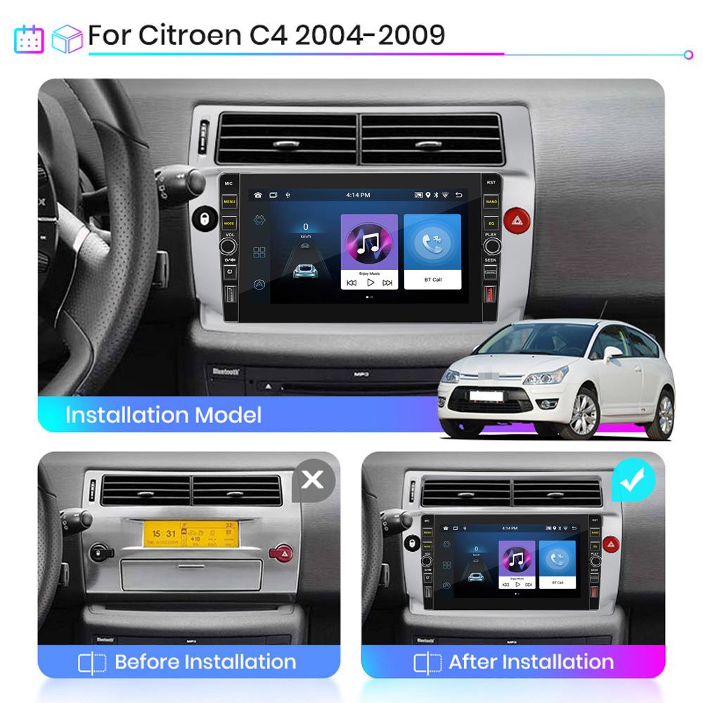8 cali dla Citroen C4 c-triomphe c-quatre 2004-2009 z pokrętłem samochodowe multimedia radiowe 2Din dźwięk stereo Android wideo 1 + 32GB