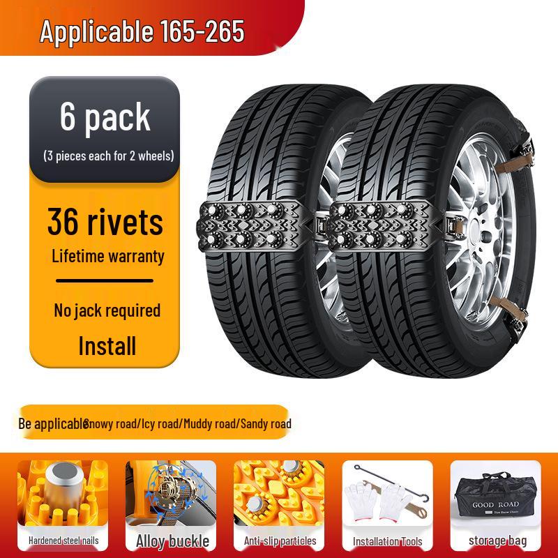Universal Rubber Anti-Skid Tire Chains for Cars, SUVs, and Vans - Protects Tires In Winter Conditions