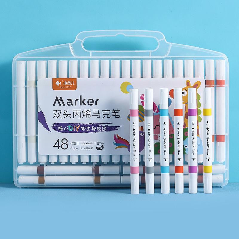12/24/36/48colors Dual Tip Acrylic Markers,Dual Sided Paint Pens Waterbased for Rock Painting,Wood,Canvas,Glass,Ceramic Surfaces