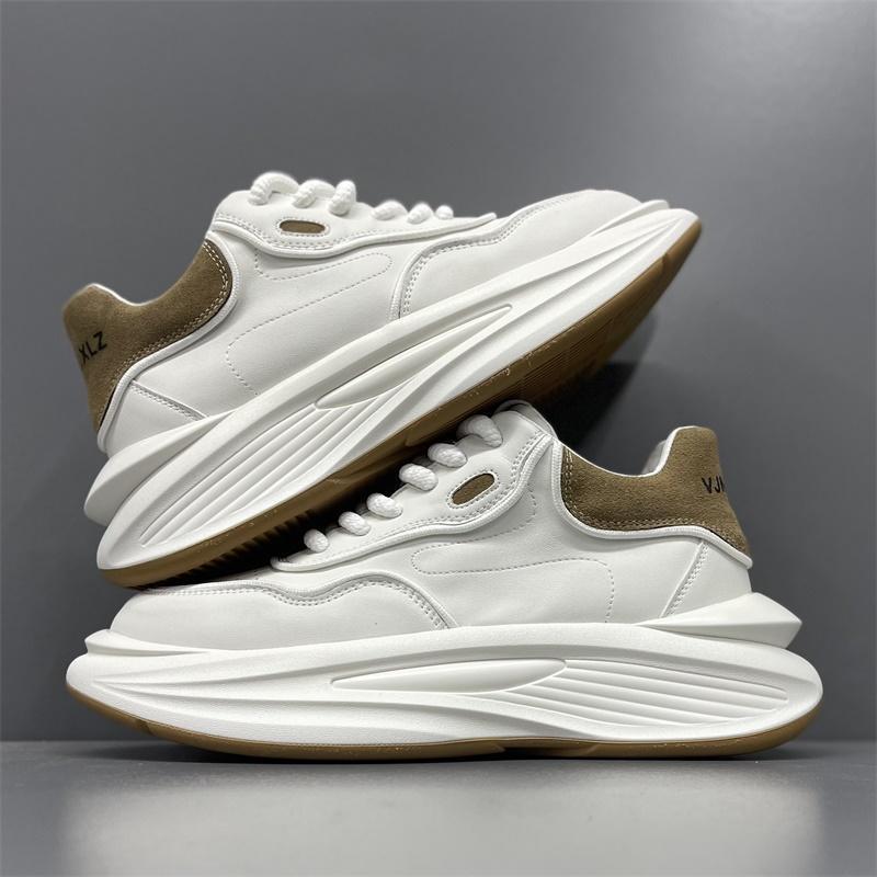 2025 Autumn/Winter Men's Trendy White Casual Dad Shoes: Thick Sole, Height-Boosting, Comfortable