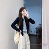 Korean Style Colorblock Knit Cardigan - Women's Early Autumn Two-Piece Sweater Coat for Fall/Winter Fashion