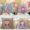 Virgin Mary Art CUTE Cushion Cover Natural Linen Organic Fabric DoubleSided Printing Room Sofa Decor Pillow Case