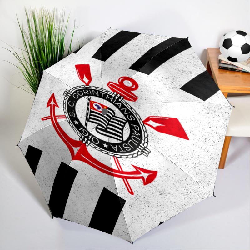 Sport Club Football Crest Printed Automatic Umbrella, 8-Frame for Travel, camping, Casual Umbrella, Essential Gift for  for family and friends