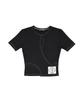 Baitalssain [Line] Slit Stitch Crop T-Shirt