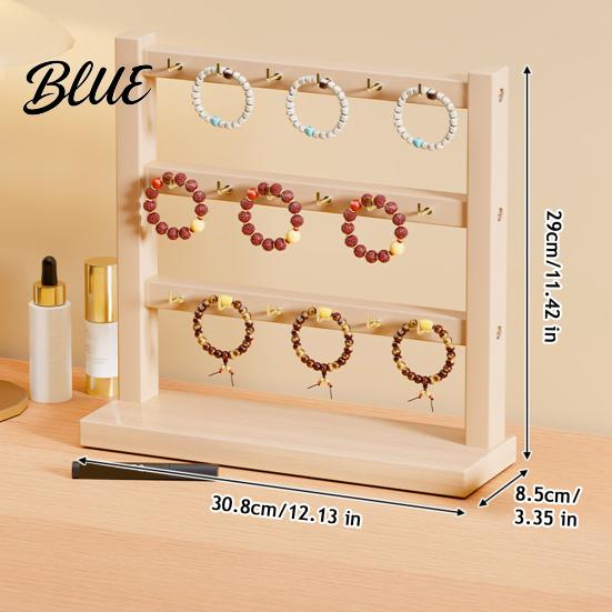 Earring Ring Storage Wooden Jewelry Organizer Durable Display Stand Multiple Layers Space Rustic Wood Saving Rack for Necklaces Bracelets