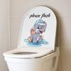 1pc Contemporary Style Cartoon Elephant Wall Sticker, PVC "Please Flush" Toilet Decor, Self-Adhesive Bathroom Decal,Animal Theme
