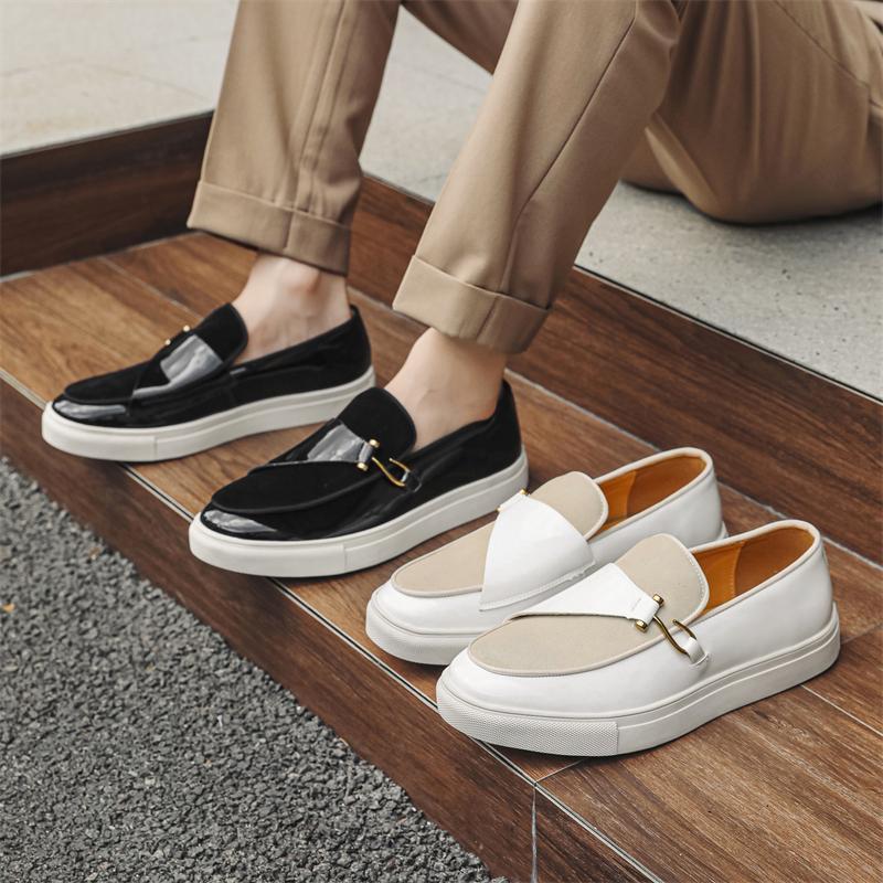 Fashion 2025 New Men's Double Hook Loafers British Style Casual Shoes Genuine Leather Slip-On Non-Slip Sole Fashion Gentleman Footwear
