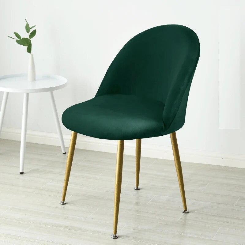 1 stk Fløyel Spisestoltrekk Ensfarget Elastisk Stretch Lav Rygg Andenebbstol Slipcover Mykt Sminkesetetrekk for Hjem Hotell