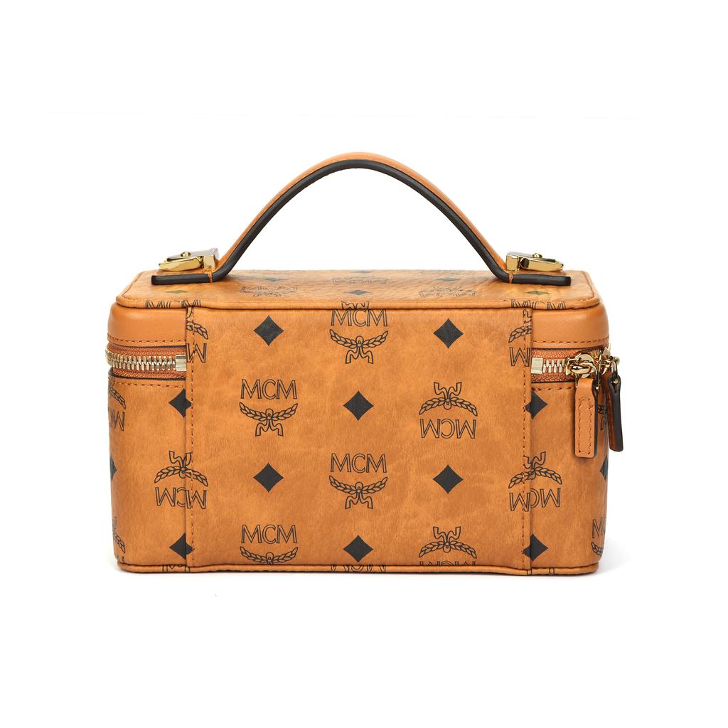 MCM Monogram Classic Leather Makeup Bag Women Handbags Brown MWRAAVI01CO001