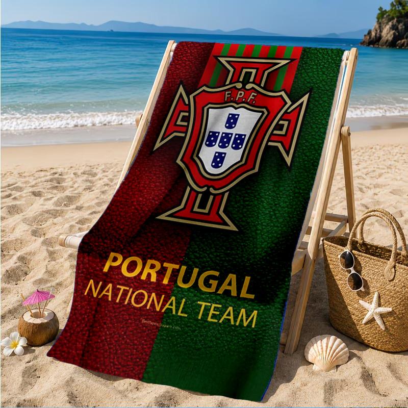 Strandtuch mit Wappen der Portugiesischen Fußballföderation, Schnell trocknend, Pflegeleicht, Geeignet für Fitness und Strandurlaub, Sport-Essential