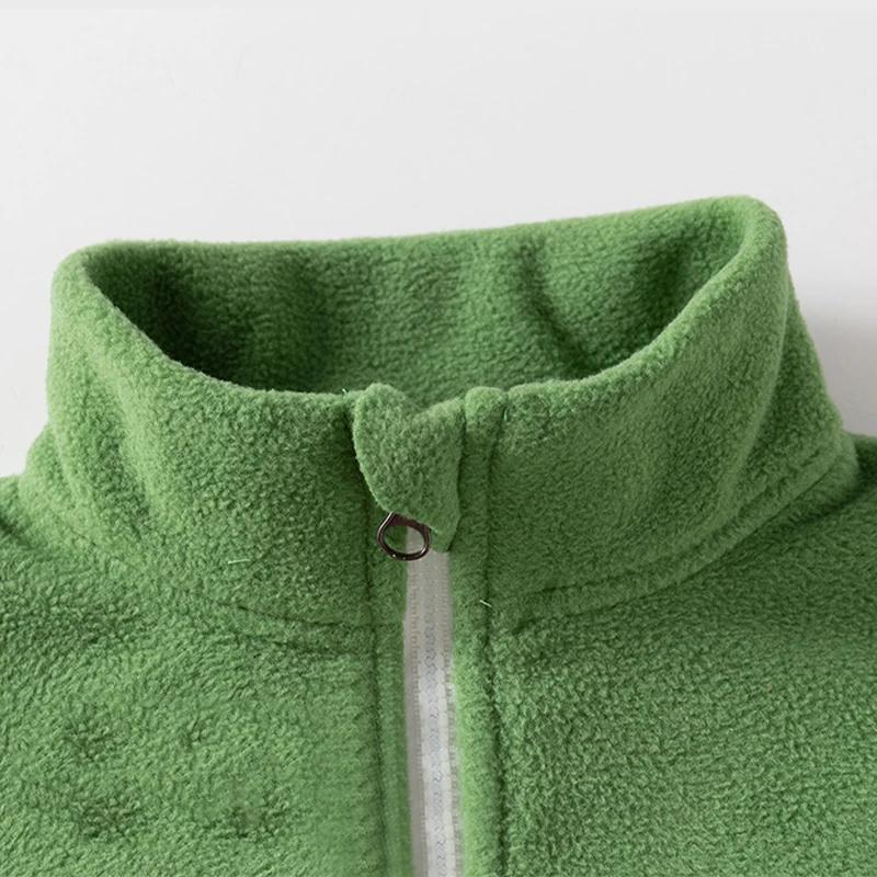 Autumn Winter Children's Coats New Contrasting Color Stand Up Collar Zipper With Pockets Fleece Casual Loose Jackets