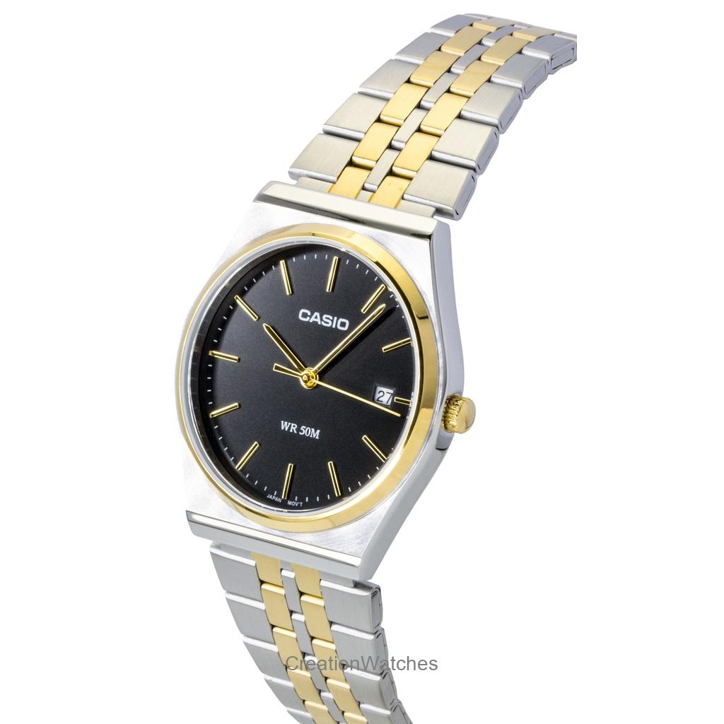 Casio Analog Two Tone Stainless Steel Black Dial Quartz MTP-B145SG-1AV Men's Watch