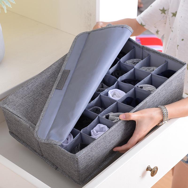 Foldable Fabric Storage Box - Dustproof Multi-Compartment Organizer for Underwear, Socks, Lingerie