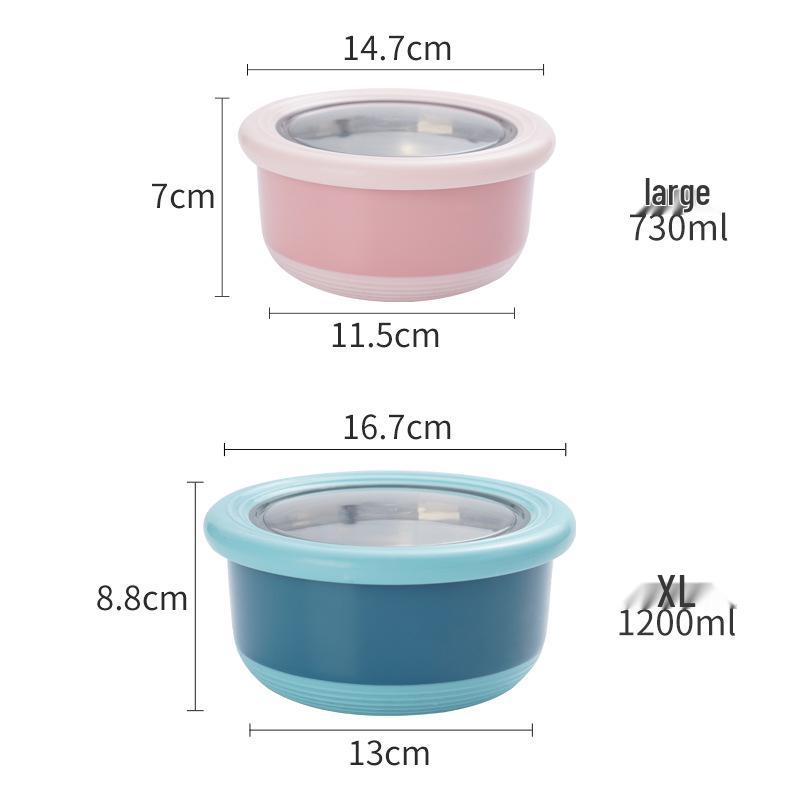Baby Versiegelte Edelstahl Bento Lunchbox - Anti-Rutsch Runde Nudelschale