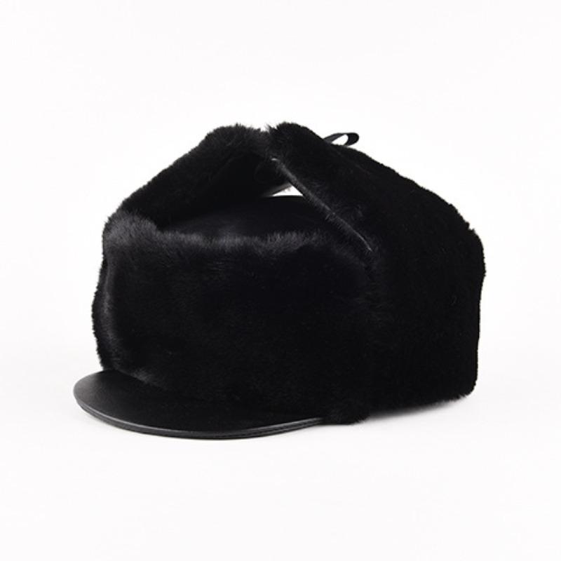 

Мужская шапка Lei Feng для защиты ушей, зимняя утолщенная теплая шапка для пожилых людей, отцов и стариков, хлопковая шапка One Size чёрный