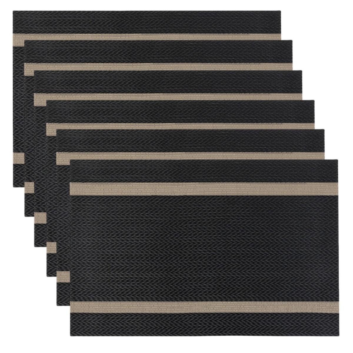 Simplify Your Life with Our Machine Washable Six Pack of Plastic Table Mats Each Measuring Forty Five by Thirty Centimeters чёрный