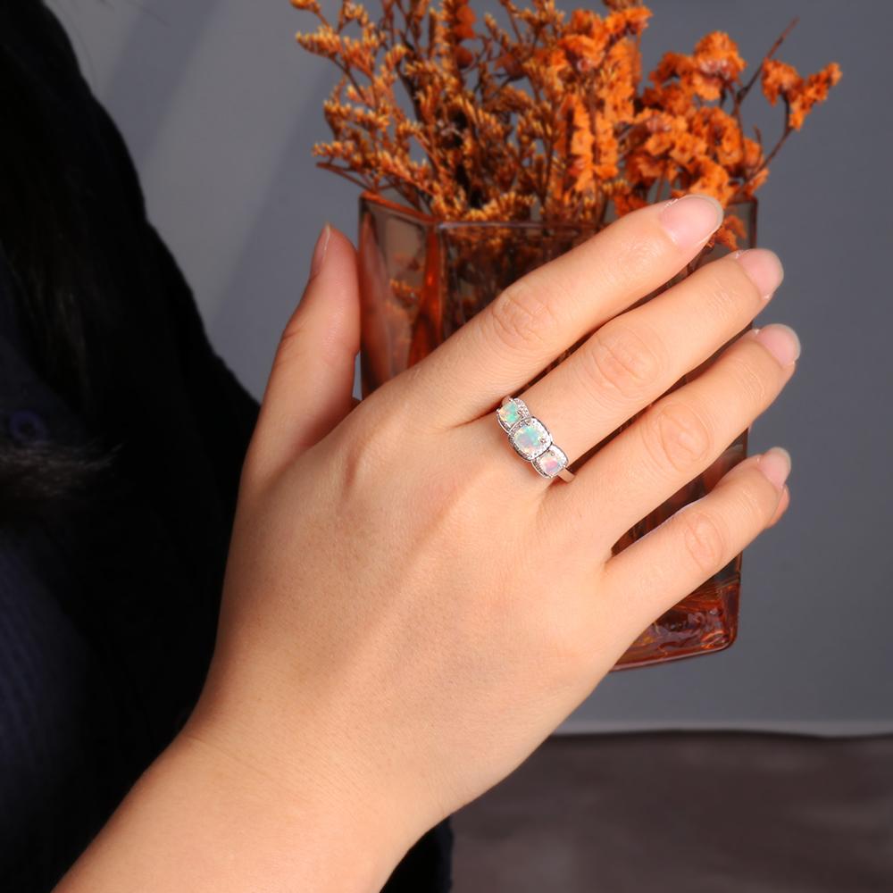 Bague Couronne En Argent Plaqué Avec Opale De Feu Rose - Taille 8 - Neuf Sans Emballage