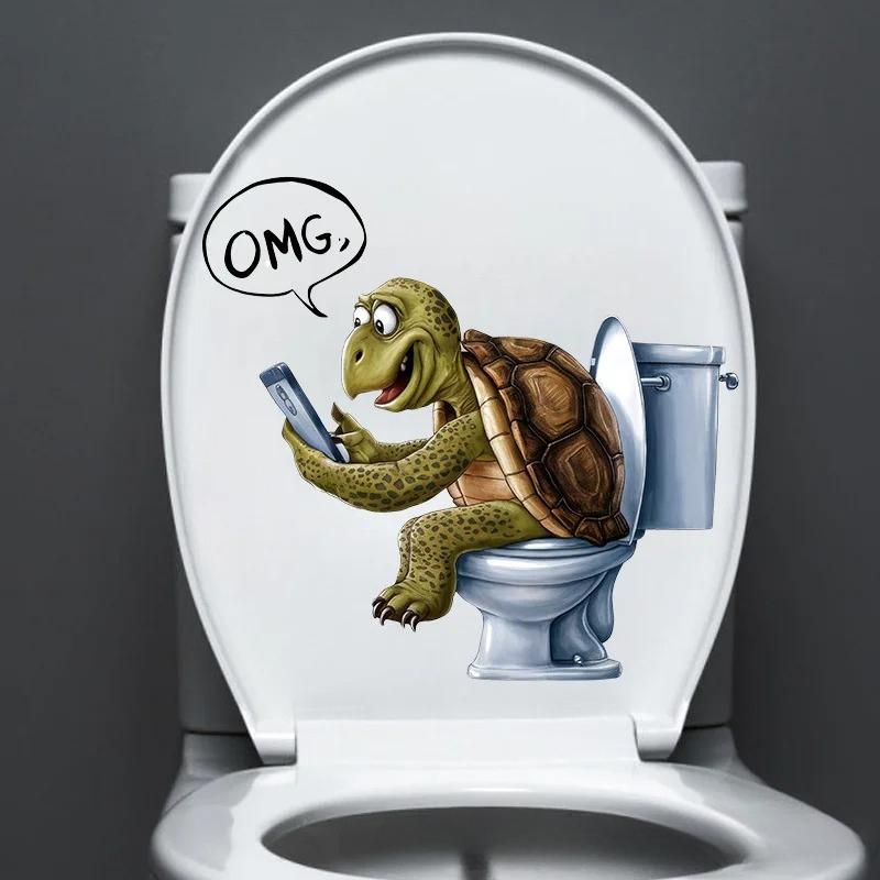 1 PC Funny Animal PVC Toilet Seat Stickers Monkey Zebra Giraffe Decals Waterproof Bathroom Wall Door Decor Creative Removable Decals