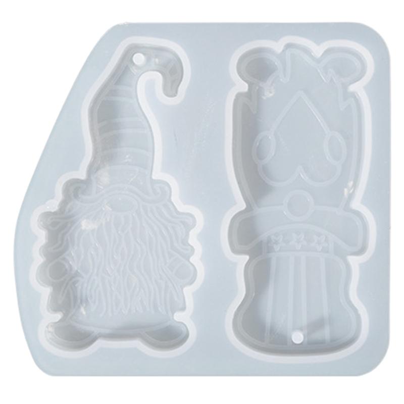 Christmas Santa Silicone Mould Keychain Xmas Tree Hanging Pendant Mold with Hole Luggage Tag Charm Jewelry Making Craft