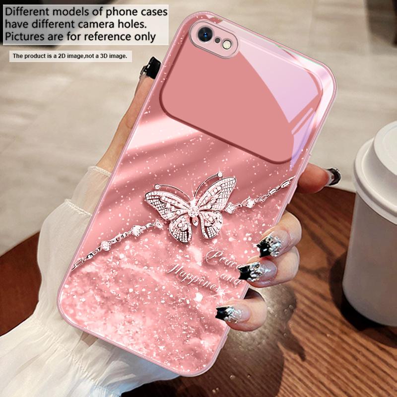 

An elegant blue butterfly For iPhone 17 Air 16 E 15 14 13 Plus 12 mini 11 17 Pro Max XR Xs Max 16E 7 8 Tempered Glass Phone Case iPhone 15 Pro Max