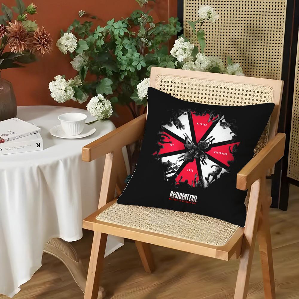 R-Resident E-Evil Cushion Cover Silky Short Plush Invisible Zipper Dustproof Sofa Pillow Case For Home Decor