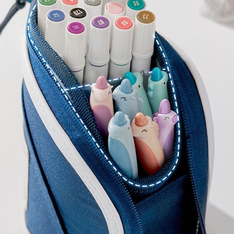 Teleskopisches Mäppchen Ausziehbare Stifttaschen Aufstellbare Stifthaltertasche Reise Kosmetikaufbewahrungstasche für Schule Büro