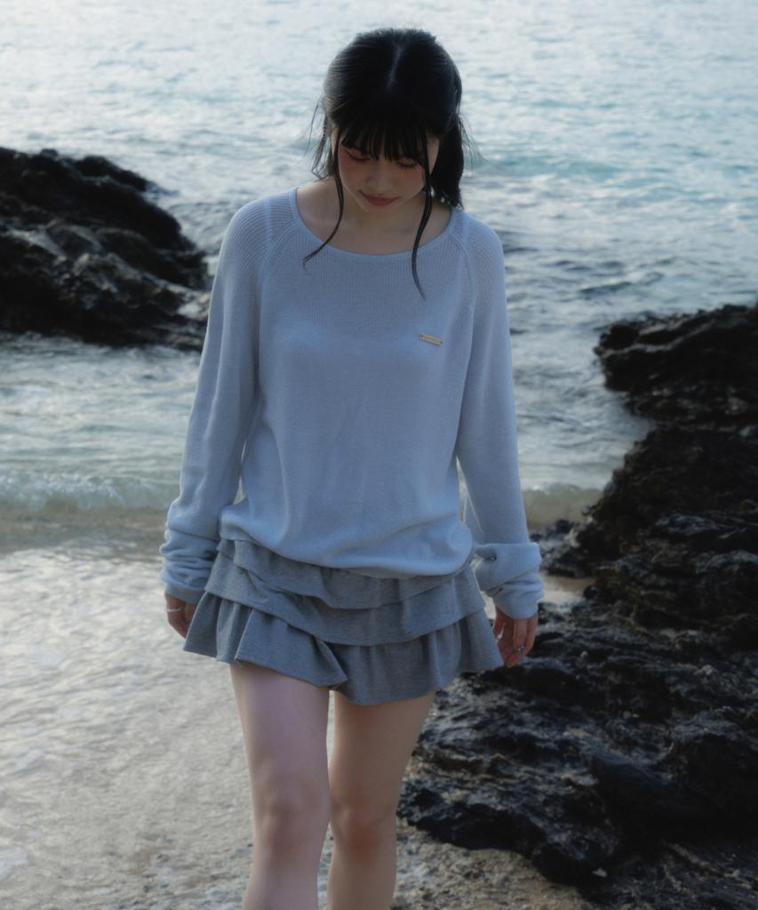 ROSEFRANTZ Boatneck Sheer Basic Knit [Sky Blue]